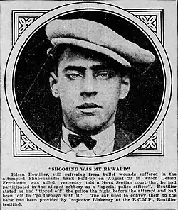 Newspaper clipping with picture of a man