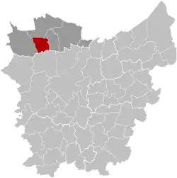 Location of Eeklo in East Flanders