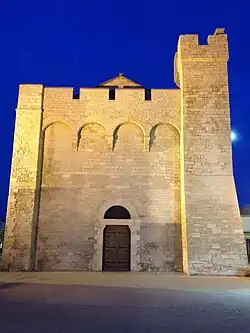 Facade at night