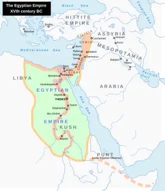 New Kingdom at its maximum territorial extent in the 15th century BCE