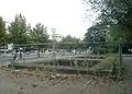 Location of the destroyed Stalin statue in a photograph from 2009
