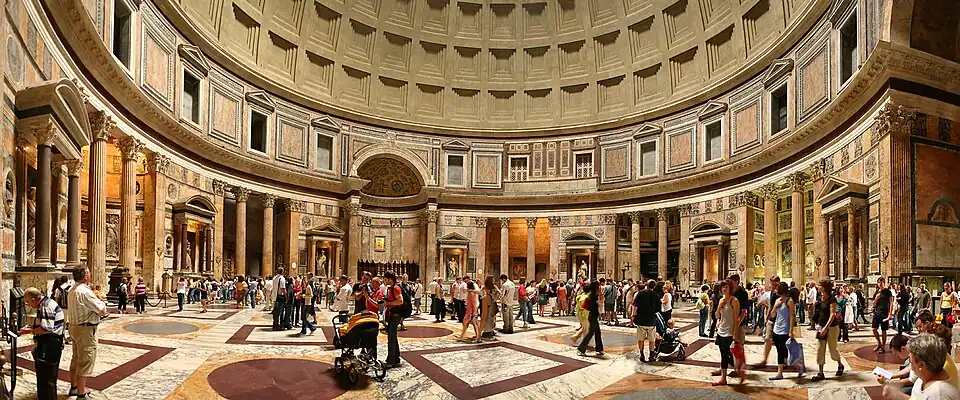 Panoramic view of the Pantheon (Rome), built between 113 and 125