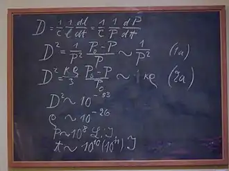 The blackboard used by Albert Einstein during lectures on cosmology at the University of Oxford, 1931