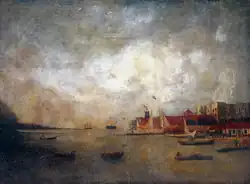 El Puerto sobre el Río Ozama. Alejandro Bonilla 1868