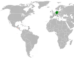 Map indicating locations of Germany and El Salvador