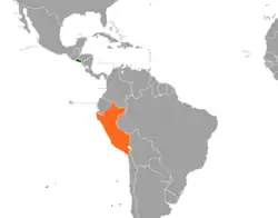 Map indicating locations of El Salvador and Peru