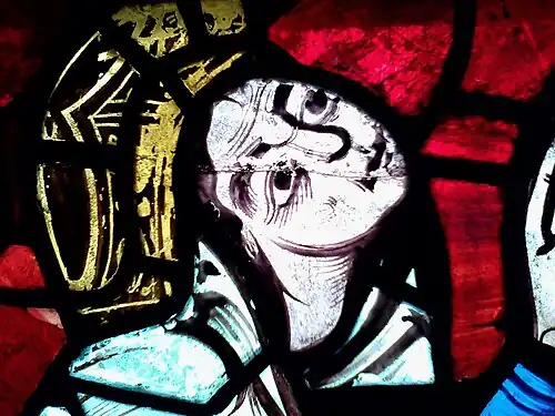 Stained glass window allegedly portraying Eleanor in a crucifixion scene