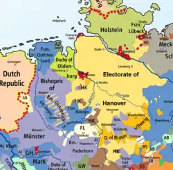 Extent of the Electorate of Hanover in 1789
