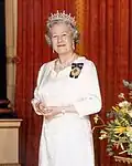 The Queen of Australia wearing the Girls of Great Britain and Ireland Tiara in an official portrait