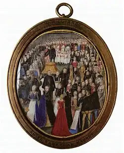 An Elizabethan Maundy, miniature by Levina Teerlinc, c. 1560[28][33]
