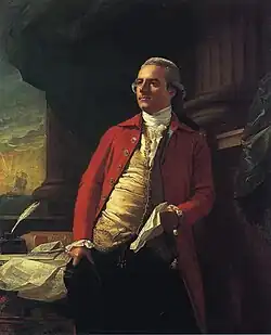John Singleton Copley, Elkanah Watson, 1782.[28] The ship in the background represents the departure to America of the acknowledgement of the independence of the United States.[29]