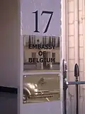 Plaque outside the embassy