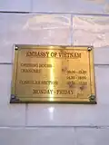Plaque outside the embassy