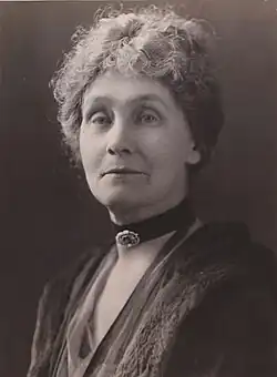 Portrait picture of Pankhurst, looking at the camera