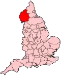 Location of Cumbria shown within England