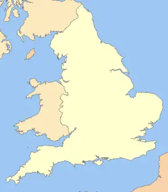 Map of England showing the locations of towns and battles.