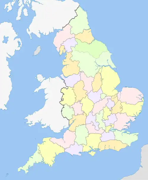 Map of English ceremonial counties in 1889