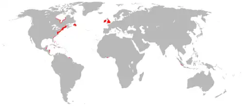 Overseas colonial possessions of England