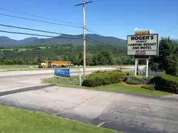 Entrance to Roger's Family Camping Resort and Motel - Welcome Porcfest 2015 - Lancaster, New Hampshire, USA