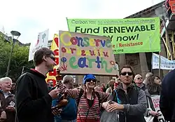 People in Melbourne celebrate World Environment Day 2011 with a rally to fund renewable energy.[31]