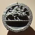 Equestrian stone palette, Gandhara.