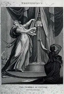 Image 36The frontispiece to Erasmus Darwin's evolution-themed poem The Temple of Nature shows a goddess pulling back the veil from nature (in the person of Artemis). Allegory and metaphor have often played an important role in the history of biology. (from History of biology)