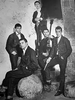 Posing for publicity in 1964: from left to right, Eric Burdon (vocals), Alan Price (keyboards), Chas Chandler (bass), Hilton Valentine (guitar), John Steel (drums)
