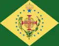 One of the first sketches of the Brazilian flag, by Jean-Baptiste Debret, circa 1820, probably designed to be the standard of the Prince Royal of the United Kingdom of Portugal, Brazil and Algarves.[6]