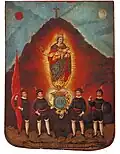 Coat of arms of the City of Zacatecas with the portraits of its four noble founders