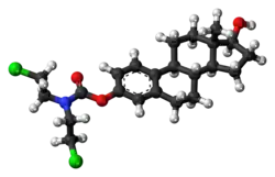 Ball-and-stick model of the estramustine molecule