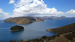 View from the Isla del Sol to the Yampupata Península in the background and Chelleca island on the left
