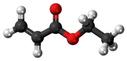 Ball-and-stick model of the ethyl acrylate molecule