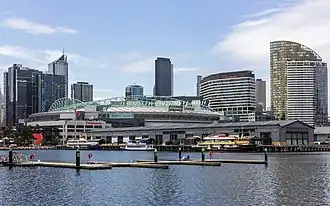 View toward Docklands, including Docklands Stadium, October 2017