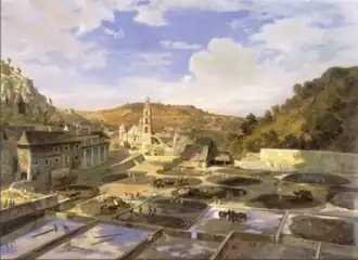 Courtyard of the Hacienda de Regla (1857) by Eugenio Landesio