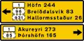 Destination ahead (b) with distances (rural)