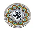Plate decorated in the "Penna di Pavone" style