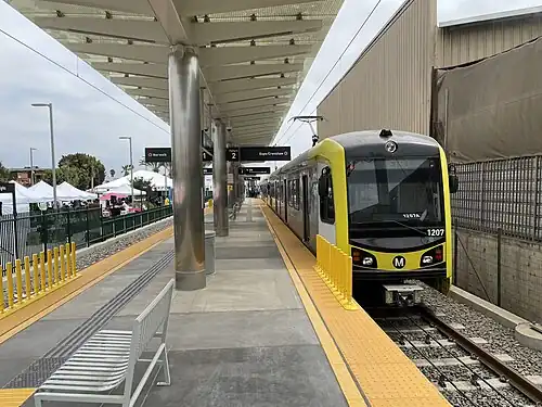 The platform at Fairview Heights station during the ribbon cutting ceremony on August 20, 2022