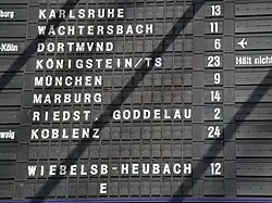 Section of a split-flap display board at Frankfurt (Main) Hauptbahnhof (2005)