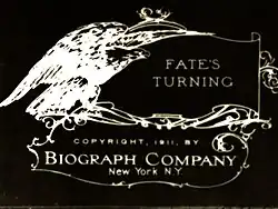 Designed card with the film's title is serif text
