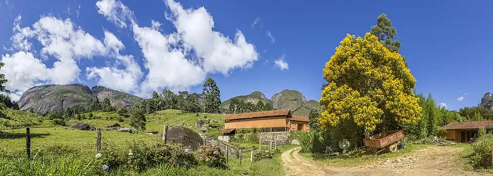 A farm scene in the rural area