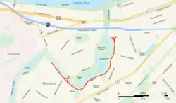 Map with the Fenway highlighted in red.