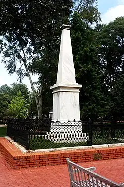 A white marble obelisk
