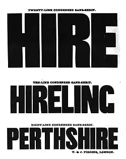 Condensed sans-serifs from the 1845 specimen of his sons