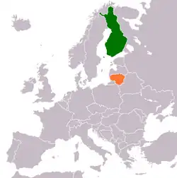 Map indicating locations of Finland and Lithuania