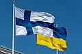 Finland and Ukraine flags in Helsinki. June 13, 2022.