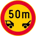Minimum distance between power driven vehicles (formerly used )