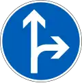 Direction to be followed (turn right or continue straight ahead) (formerly used )