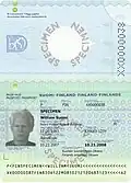 Current-type passport without an RFID chip (only issued at Finnish embassies abroad)