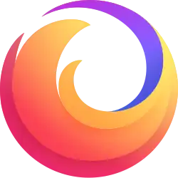 The logo for the Firefox brand of products and services, as of July 2019.