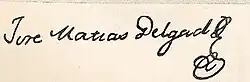 A photograph of José Matías Delgado's signature